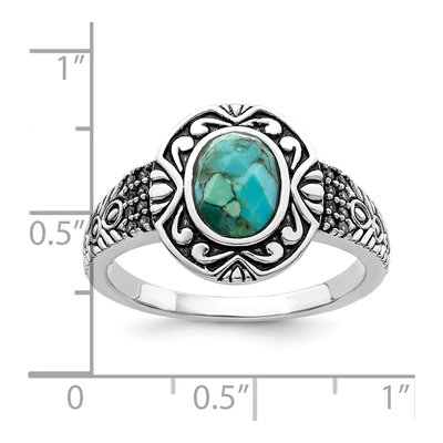 Sterling Silver Oxidized Lab-Created Turquoise Ring – view 7