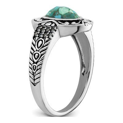 Sterling Silver Oxidized Lab-Created Turquoise Ring – view 8