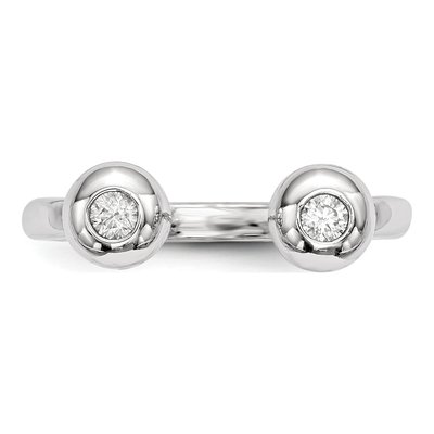 Sterling Silver Adjustable CZ Cuff Ring | Rhodium – view 4
