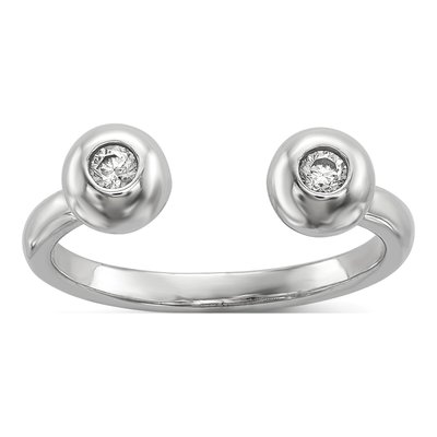 Sterling Silver CZ Adjustable Cuff Ring