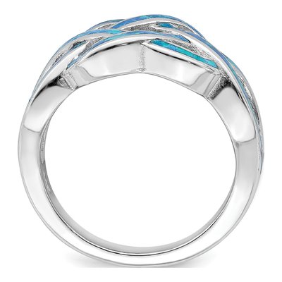 Sterling Silver Lab-Created Opal Celtic Knot Ring – view 3