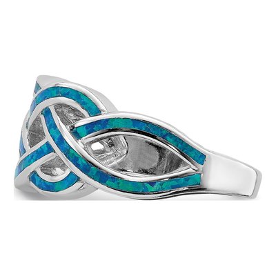 Sterling Silver Lab-Created Opal Celtic Knot Ring – view 4