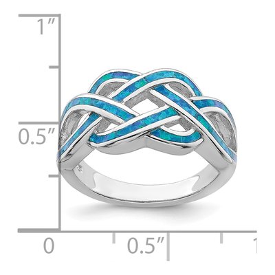 Sterling Silver Lab-Created Opal Celtic Knot Ring – view 6