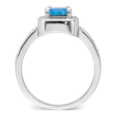 Sterling Silver Blue Opal CZ Square Ring – view 3