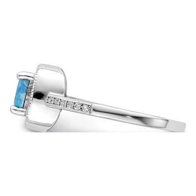 Sterling Silver Blue Opal CZ Square Ring – view 4