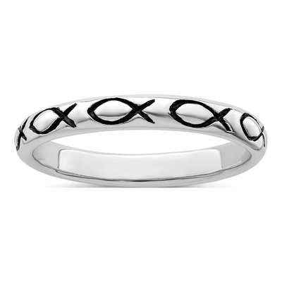 Sterling Silver Ichthus Ring
