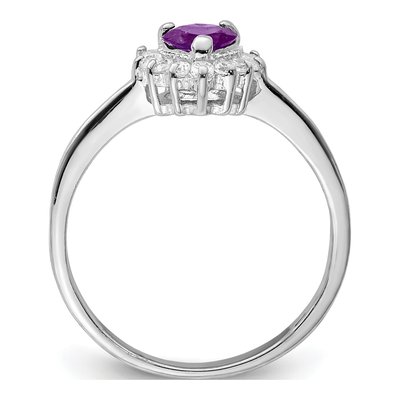 Sterling Silver Amethyst & CZ Heart Ring – view 3