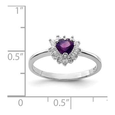 Sterling Silver Amethyst & CZ Heart Ring – view 4