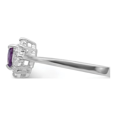 Sterling Silver Amethyst & CZ Heart Ring – view 5