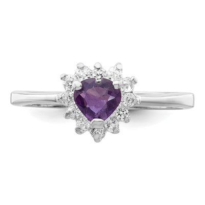 Sterling Silver Amethyst & CZ Heart Ring – view 6