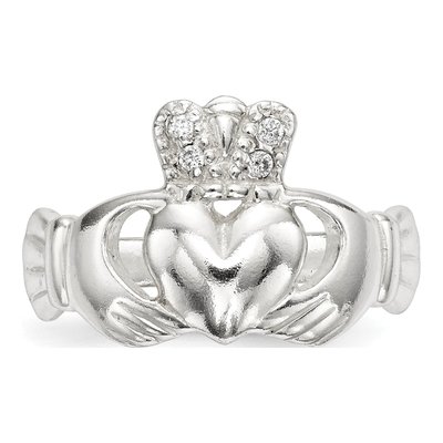 Sterling Silver CZ Claddagh Ring – view 5
