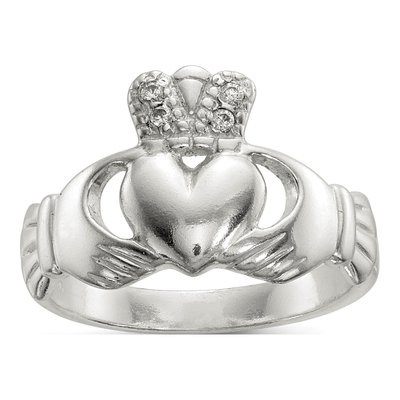 Sterling Silver CZ Claddagh Ring