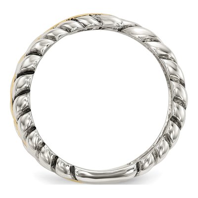 Sterling Silver & 14K Gold Antiqued Leaves Bypass Ring – view 3