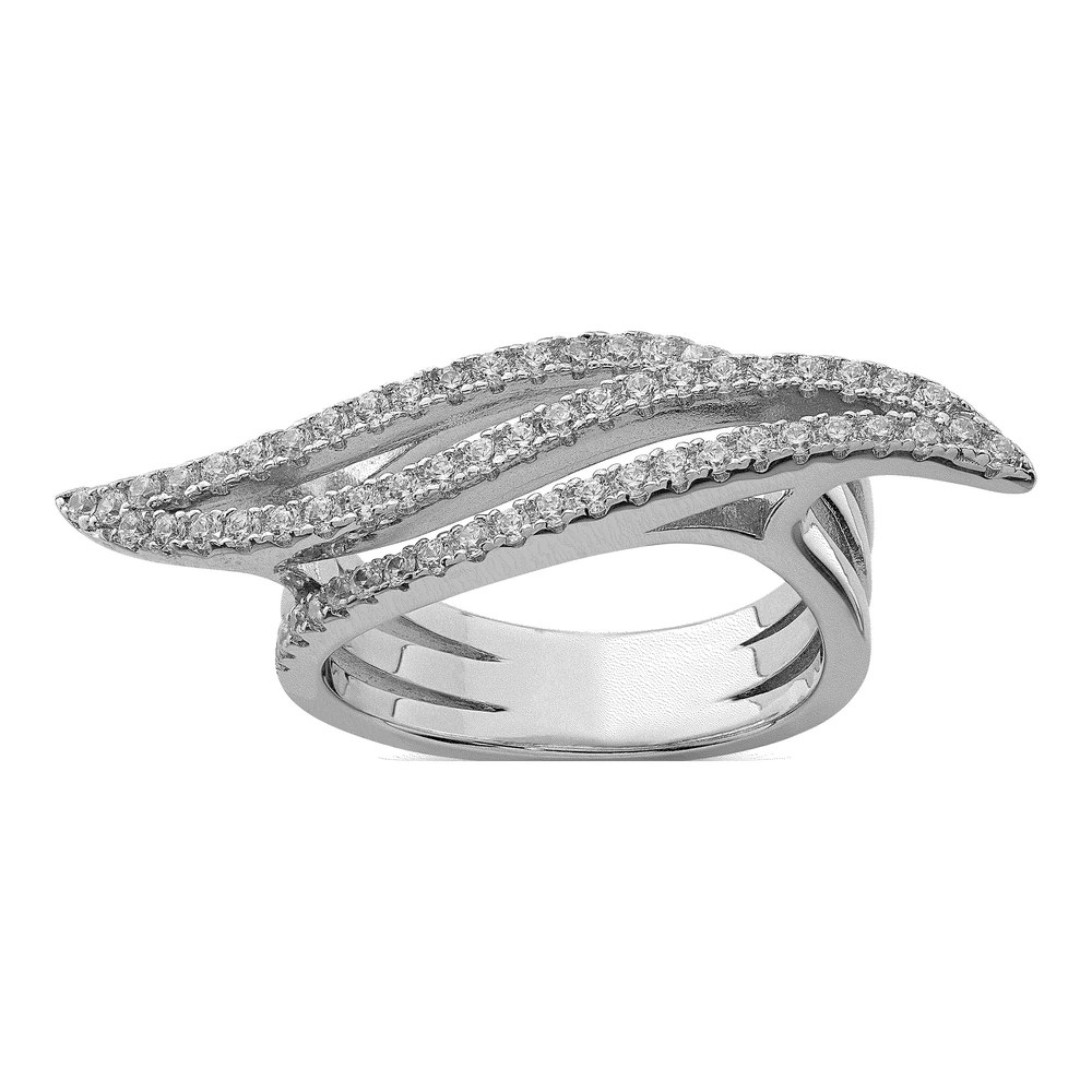 Sterling Silver Rhodium-Plated Cz Ring