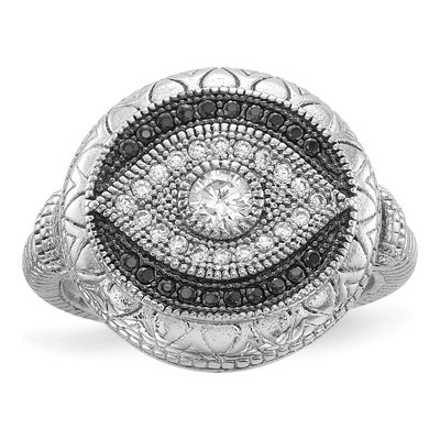 Sterling Silver CZ Evil Eye Ring