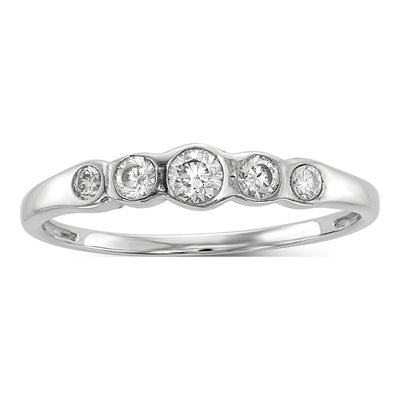 Sterling Silver CZ 5-Stone Bezel Ring