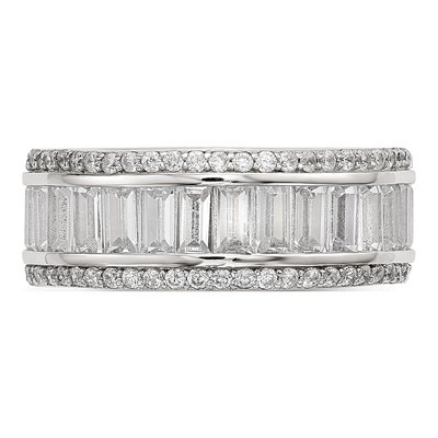 Sterling Silver CZ Baguette Round Eternity Ring – view 4
