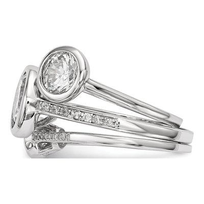 Sterling Silver CZ 3-Ring Stack Set – view 4