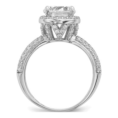Sterling Silver CZ Pave Engagement Ring – view 3