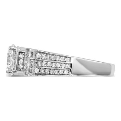 Sterling Silver CZ Tiered Pave Engagement Ring – view 4