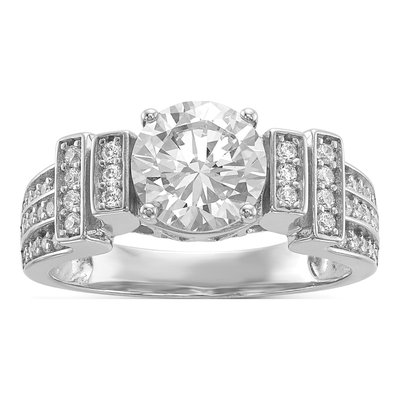 Sterling Silver CZ Tiered Pave Engagement Ring