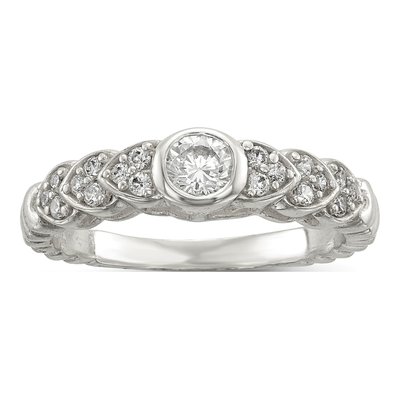 Sterling Silver CZ Fancy Engagement Ring