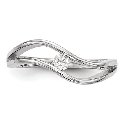 Sterling Silver CZ Wavy Promise Ring – view 5