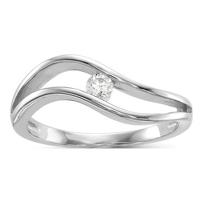 Sterling Silver CZ Wavy Promise Ring