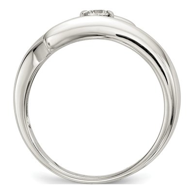 Sterling Silver CZ Round Solitaire Ring – view 2
