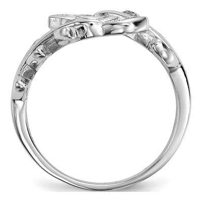 Sterling Silver CZ Leaf Ring – view 3