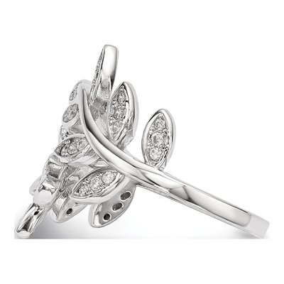 Sterling Silver CZ Leaf Ring – view 4