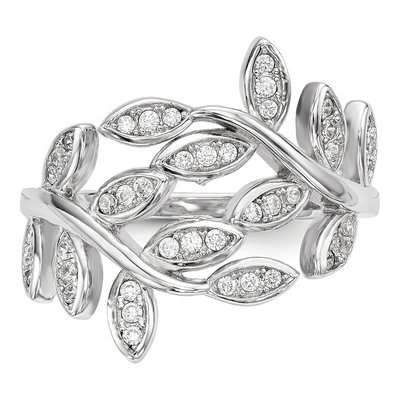 Sterling Silver CZ Leaf Ring – view 5