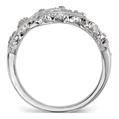 Sterling Silver CZ Leaf Ring – view 3