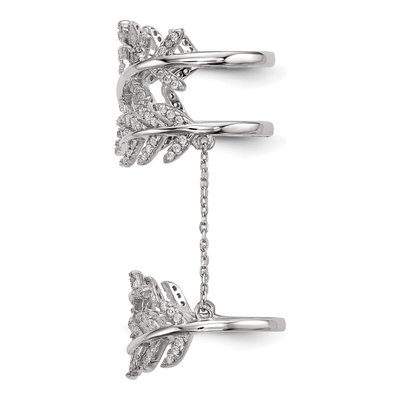 Sterling Silver CZ Leaf Ring – view 4