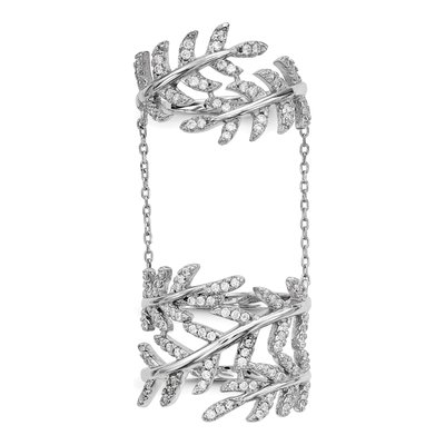 Sterling Silver CZ Leaf Ring – view 5