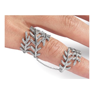 Sterling Silver CZ Leaf Ring – view 6