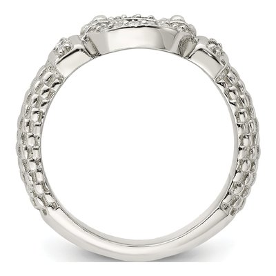 Sterling Silver CZ Textured Fashion Ring – view 2