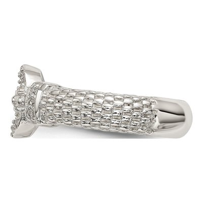 Sterling Silver CZ Textured Fashion Ring – view 3