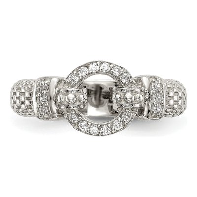Sterling Silver CZ Textured Fashion Ring – view 4