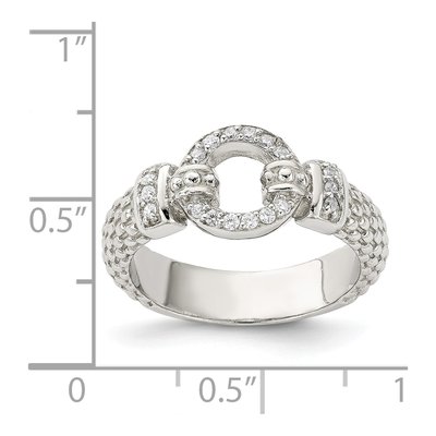 Sterling Silver CZ Textured Fashion Ring – view 5