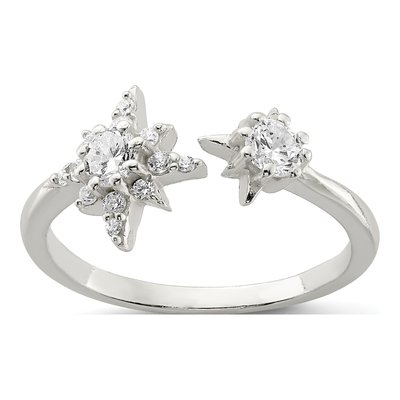 Sterling Silver CZ Stars Ring