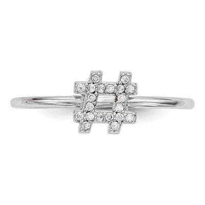Sterling Silver CZ Hashtag Ring – view 4