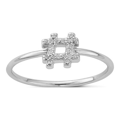 Sterling Silver CZ Hashtag Ring