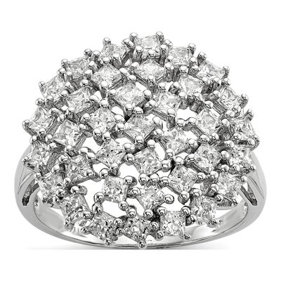 Sterling Silver CZ Square Ring