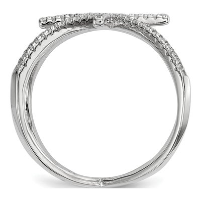 Sterling Silver CZ Star Criss Cross Ring – view 3