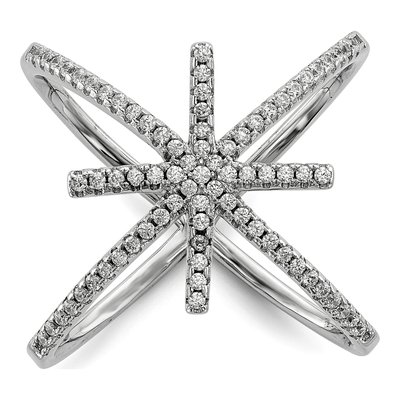 Sterling Silver CZ Star Criss Cross Ring