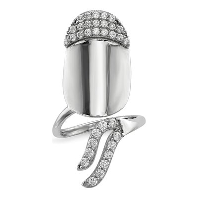 Sterling Silver CZ Adjustable Fingernail Ring