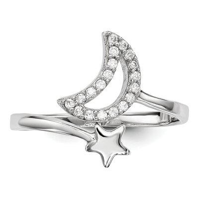 Sterling Silver CZ Moon Star Ring – view 5