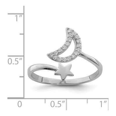Sterling Silver CZ Moon Star Ring – view 6