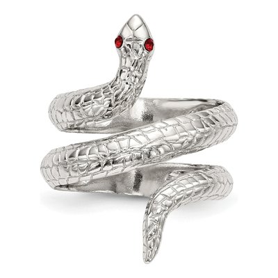 Sterling Silver Crystal Snake Ring – view 5